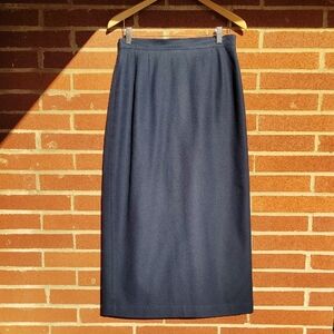 💙 Leslie Fay Vintage Navy Blue Wool Blend Women's Skirt. Size 12